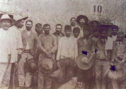 Prisoners at the jail where Jose Dolores Frias worked as a policeman during the Mexican Revolution in Juarez, Chihuahua, Mexico, c. 1912